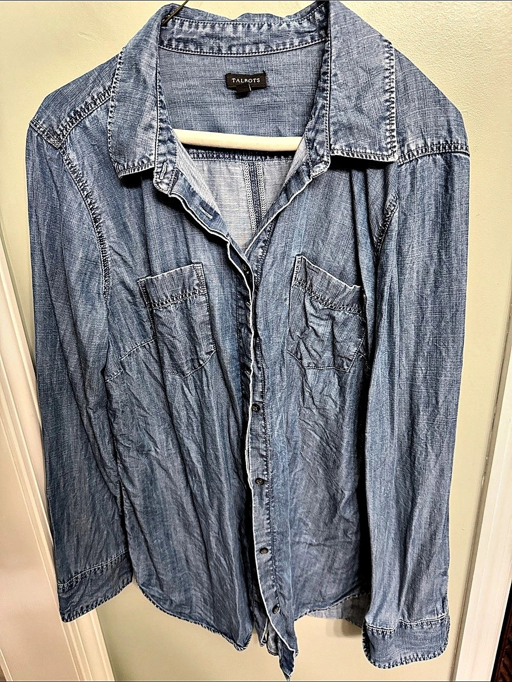 Talbots Denim Modern Classic Shirt Blue XL